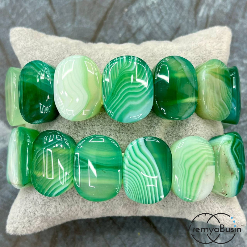 Агат тонированный, бусины гладкие с 2 отверстиями, 15х20 мм (14 шт.)