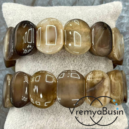 Агат тонированный, бусины гладкие с 2 отверстиями, 15х20 мм (14 шт.)