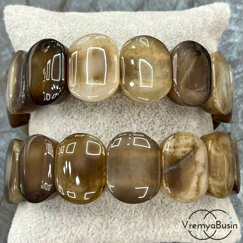 Агат тонированный, бусины гладкие с 2 отверстиями, 15х20 мм (14 шт.)