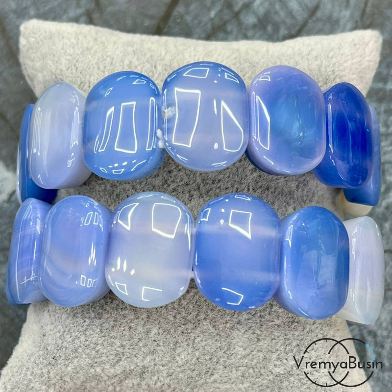 Агат тонированный, бусины гладкие с 2 отверстиями, 15х20 мм (14 шт.)