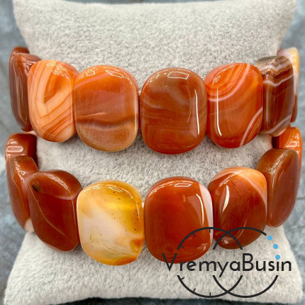 Агат тонированный, бусины гладкие с 2 отверстиями, 15х20 мм (14 шт.)