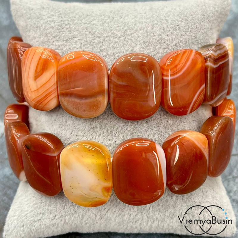 Агат тонированный, бусины гладкие с 2 отверстиями, 15х20 мм (14 шт.)