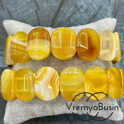 Агат тонированный, бусины гладкие с 2 отверстиями, 15х20 мм (14 шт.)