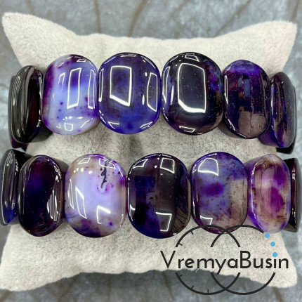 Агат тонированный, бусины гладкие с 2 отверстиями, 15х20 мм (14 шт.)