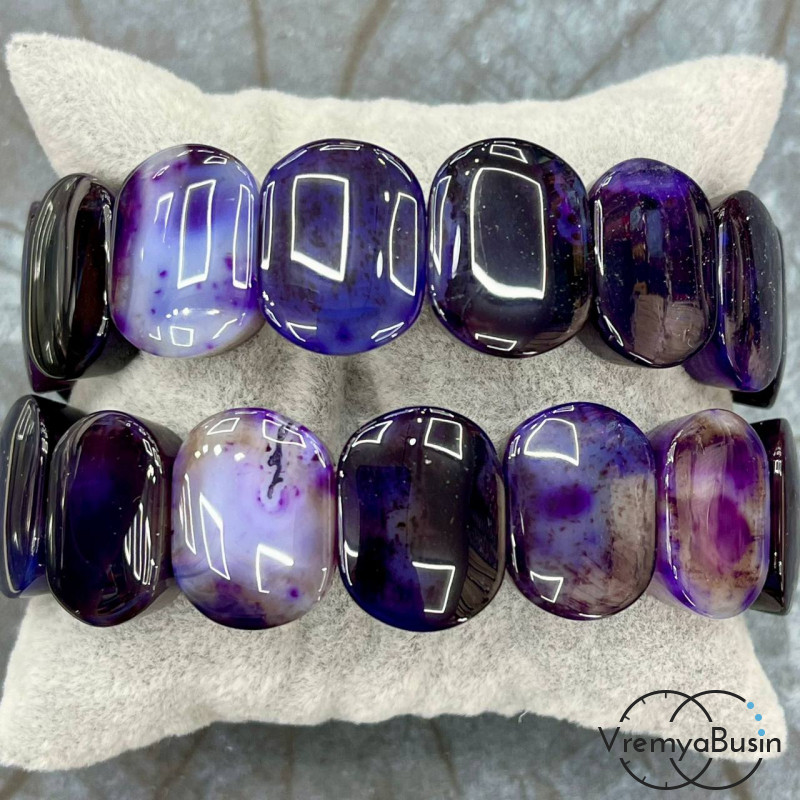 Агат тонированный, бусины гладкие с 2 отверстиями, 15х20 мм (14 шт.)