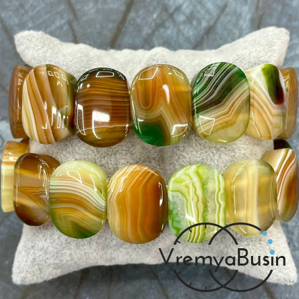 Агат тонированный, бусины гладкие с 2 отверстиями, 15х20 мм (14 шт.)