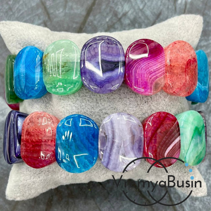 Агат тонированный, бусины гладкие с 2 отверстиями, 15х20 мм (14 шт.)