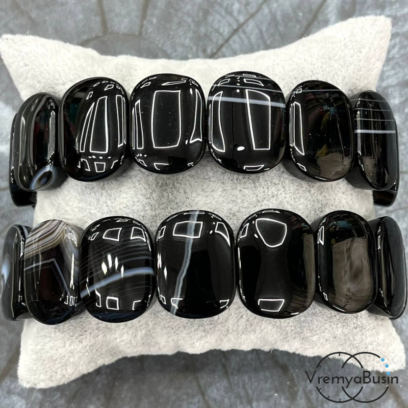 Агат тонированный, бусины гладкие с 2 отверстиями, 15х20 мм (14 шт.)