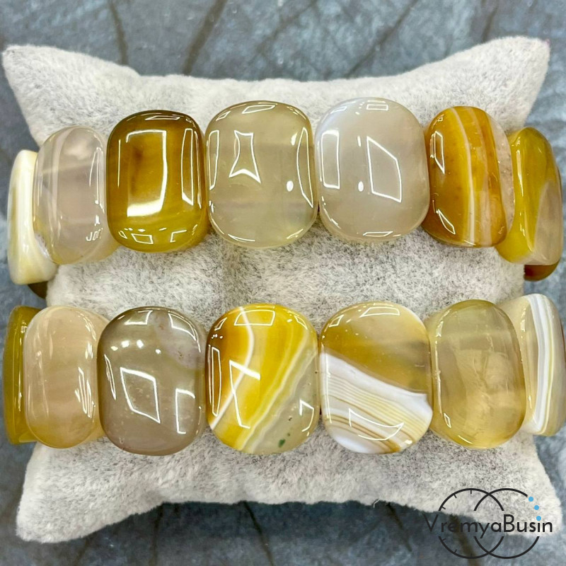 Агат тонированный, бусины гладкие с 2 отверстиями, 15х20 мм (14 шт.)