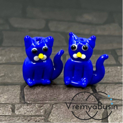 Бусина из стекла лэмпворк "Котик", 20х15х8 мм (1 шт.)