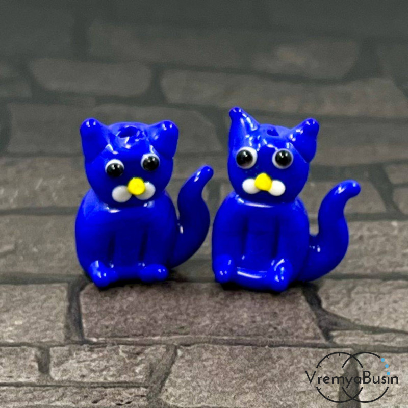 Бусина из стекла лэмпворк "Котик", 20х15х8 мм (1 шт.)