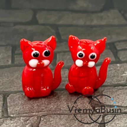 Бусина из стекла лэмпворк "Котик", 20х15х8 мм (1 шт.)