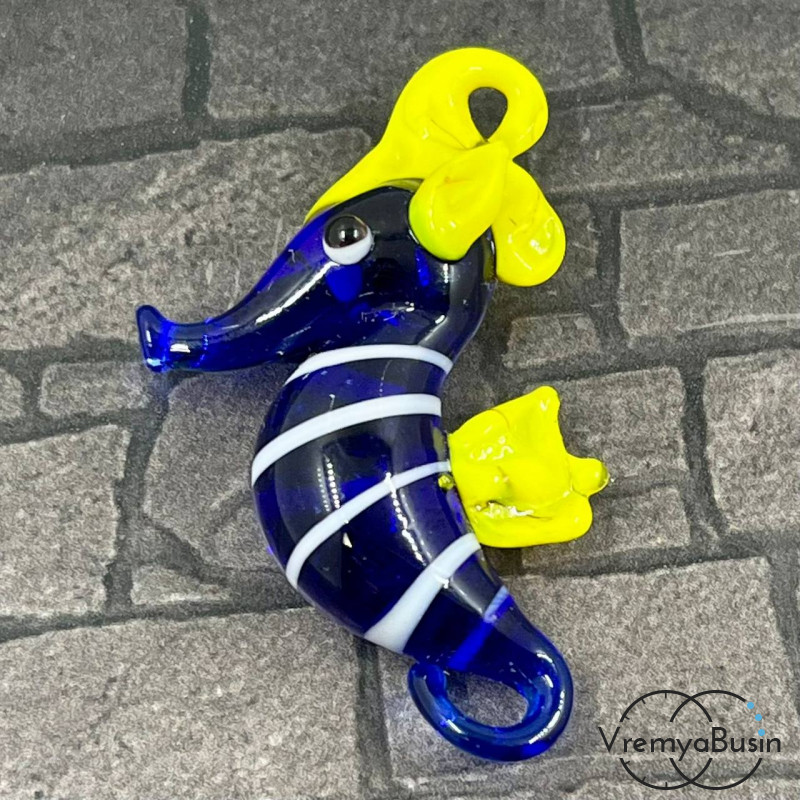 Подвеска из муранского стекла «Морской конек», ок. 45х25 мм (1 шт.)