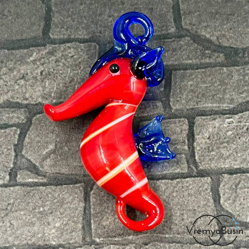 Подвеска из муранского стекла «Морской конек», ок. 45х25 мм (1 шт.)