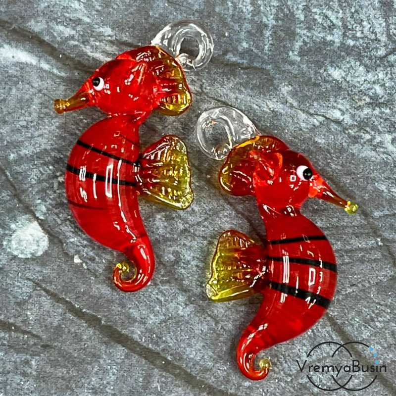 Подвеска из муранского стекла «Морской конек», ок. 45х25 мм (1 шт.)