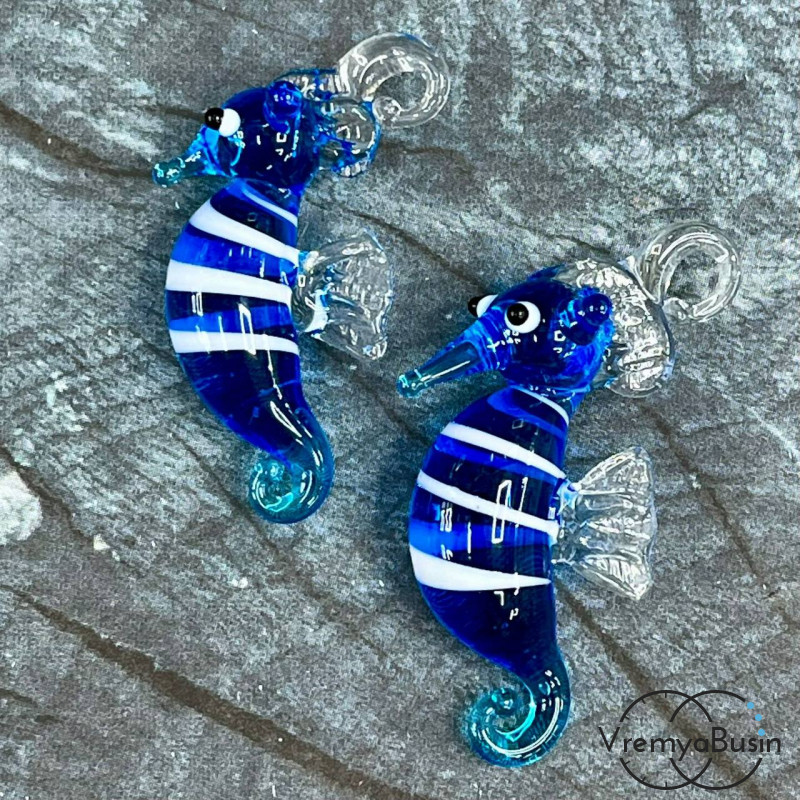 Подвеска из муранского стекла «Морской конек», ок. 45х25 мм (1 шт.)