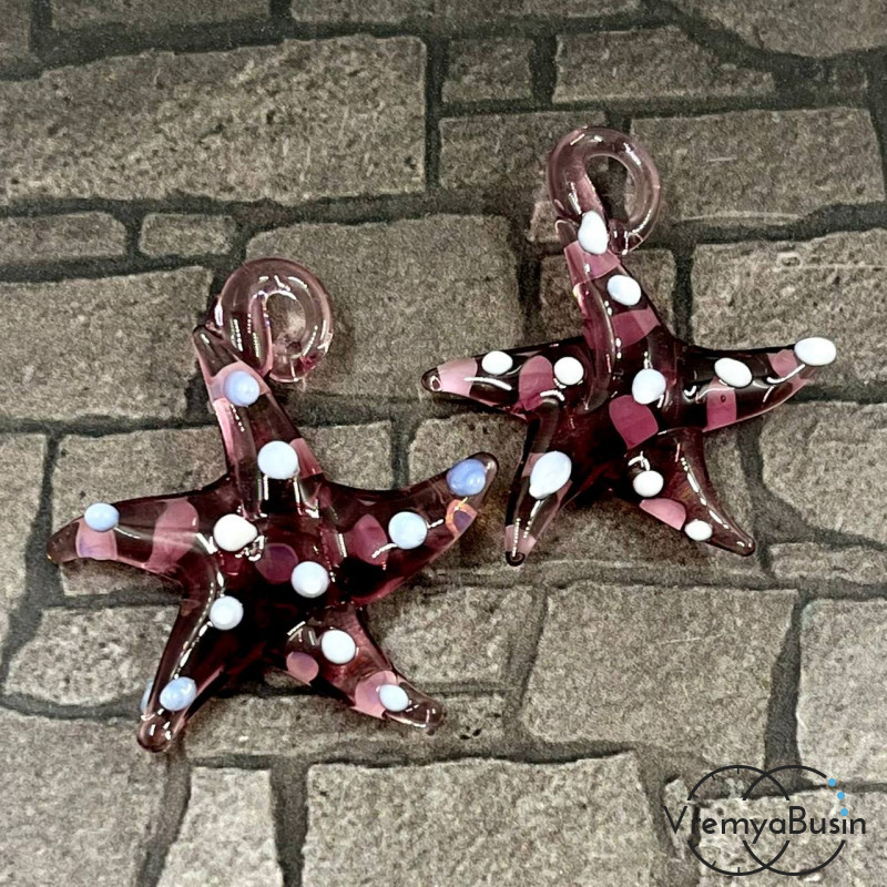 Подвеска из муранского стекла «Морская звезда», ок. 35х30 мм (1 шт.)