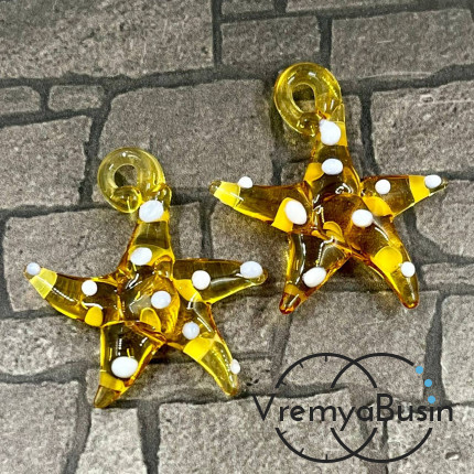 Подвеска из муранского стекла «Морская звезда», ок. 35х30 мм (1 шт.)