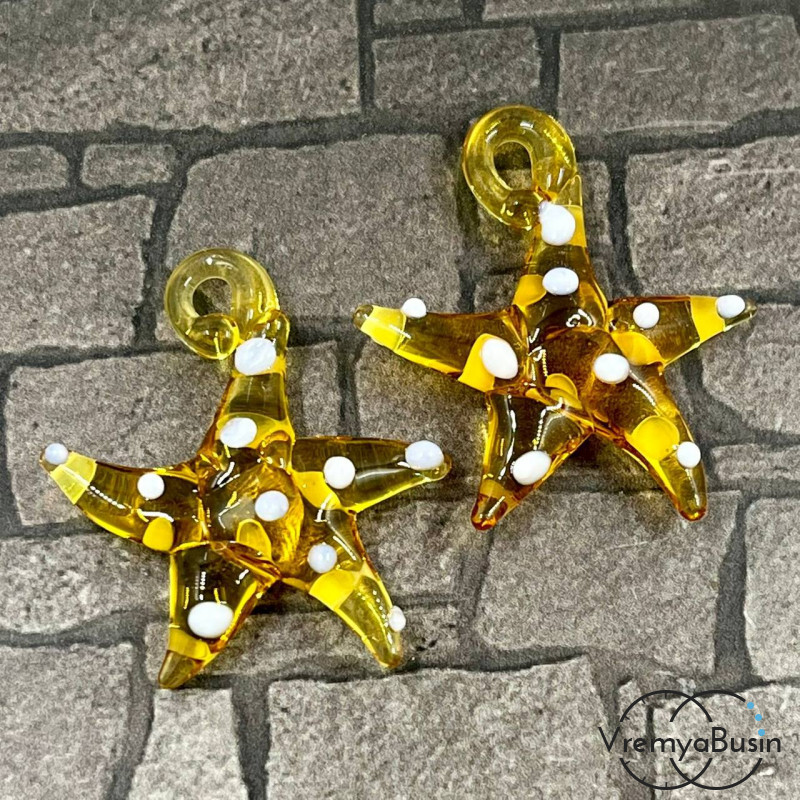 Подвеска из муранского стекла «Морская звезда», ок. 35х30 мм (1 шт.)
