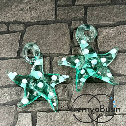 Подвеска из муранского стекла «Морская звезда», ок. 35х30 мм (1 шт.)