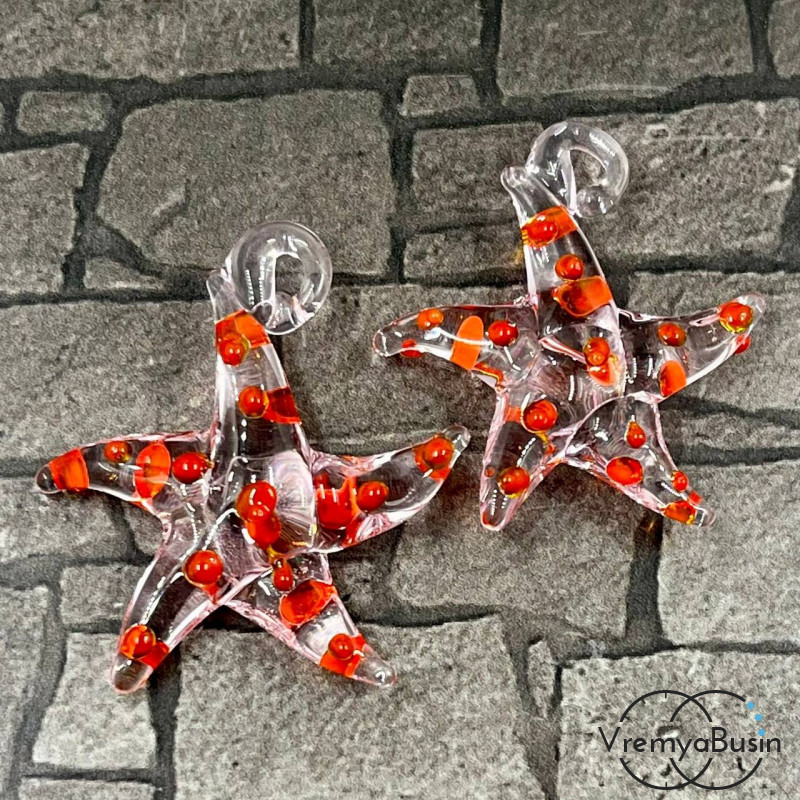 Подвеска из муранского стекла «Морская звезда», ок. 35х30 мм (1 шт.)