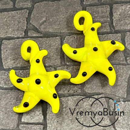 Подвеска из муранского стекла «Морская звезда», ок. 35х30 мм (1 шт.)