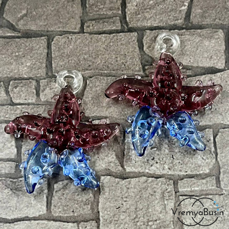 Подвеска из муранского стекла «Морская звезда», ок. 35х30 мм (1 шт.)