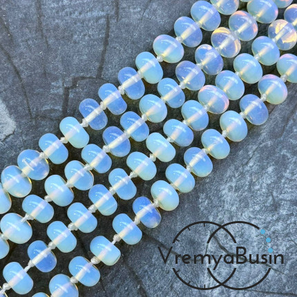 Лунный камень имит., рондель гладкий, 6х10 мм (1/2 нити, ок. 27 шт.)