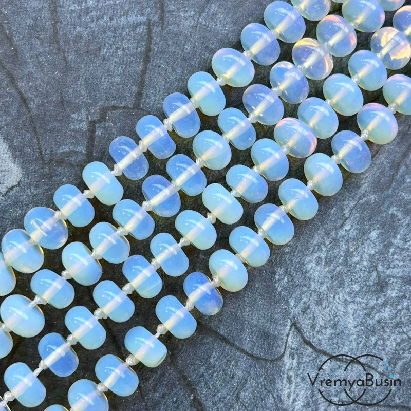 Лунный камень имит., рондель гладкий, 6х10 мм (1/2 нити, ок. 27 шт.)