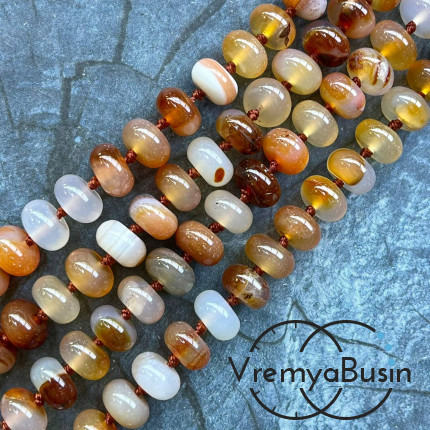 Сердолик, рондель гладкий, 6х10 мм (1/2 нити, ок. 27 шт.)