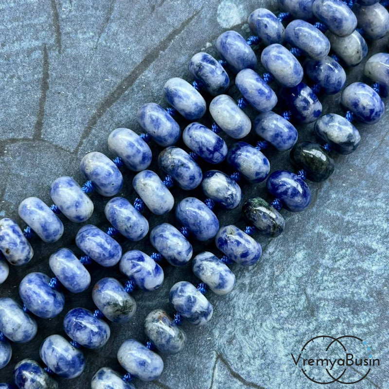 Азурит, рондель гладкий, 6х10 мм (1/2 нити, ок. 27 шт.)