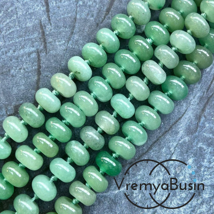 Нефрит, рондель гладкий, 6х10 мм (1/2 нити, ок. 27 шт.)