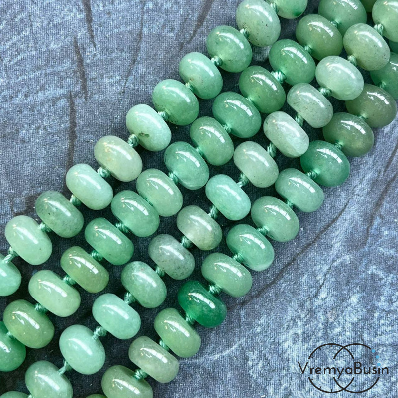 Нефрит, рондель гладкий, 6х10 мм (1/2 нити, ок. 27 шт.)