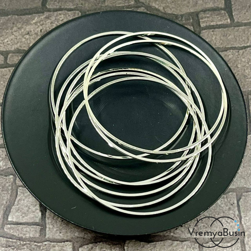 Колечки неразъёмные, плоские, 1х40 мм, латунь с родиевым покрытием (упак. 5 шт.)