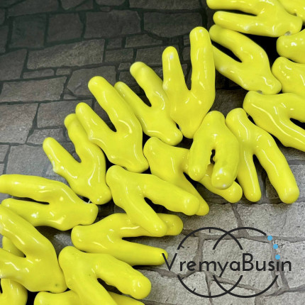 Бусины керамические "Коралл", 40х20  мм, цв. лимонный (1/2 нити, ок.  8   шт.)