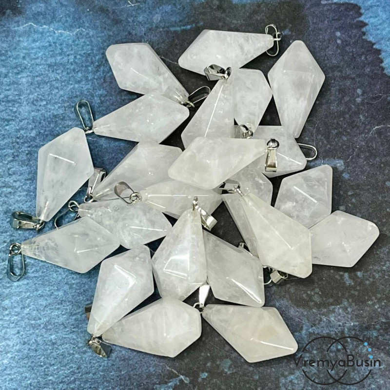 Горный хрусталь, кулон из камня "Кристалл", ок. 15х30 мм (1 шт.)