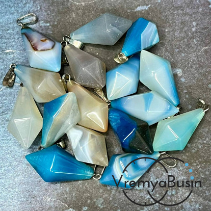 Агат тонир., кулон из камня "Кристалл", ок. 15х30 мм (1 шт.)