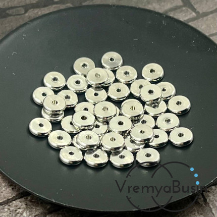 Бусины-разделители из нержавеющей стали,   6х1.5   мм (упак. 10 шт.)