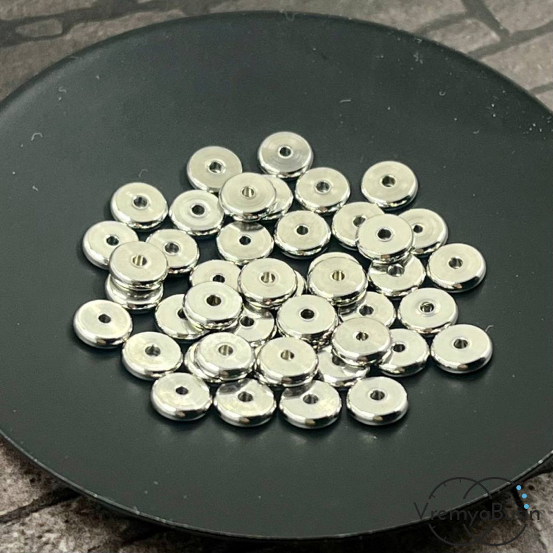 Бусины-разделители из нержавеющей стали,   6х1.5   мм (упак. 10 шт.)