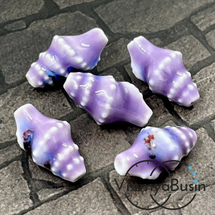 Бусина керамическая с глазурью, ракушка 20х10 мм, цв. фиолетовый  (1 шт.)