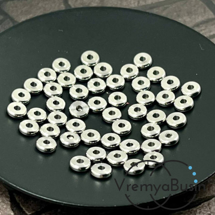 Бусины-разделители из нержавеющей стали,   5х1.5   мм (упак. 10 шт.)
