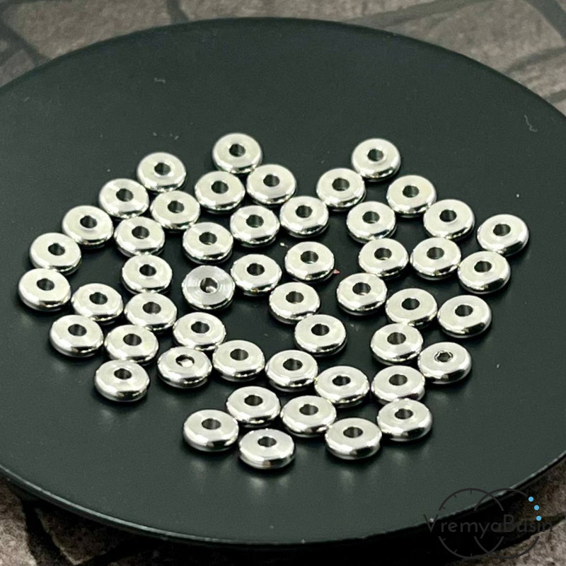 Бусины-разделители из нержавеющей стали,   5х1.5   мм (упак. 10 шт.)
