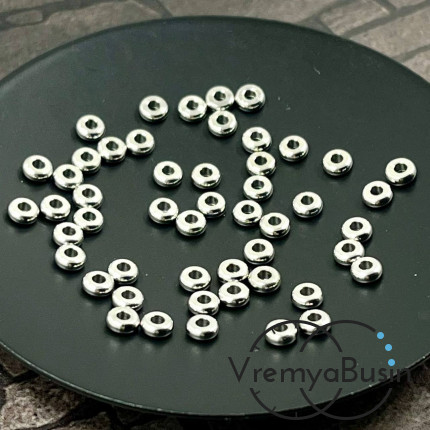 Бусины-разделители из нержавеющей стали,   4х1.5   мм (упак. 10 шт.)