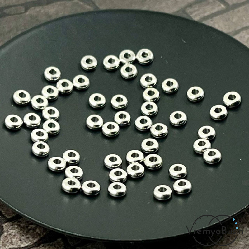 Бусины-разделители из нержавеющей стали,   4х1.5   мм (упак. 10 шт.)