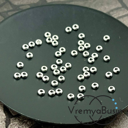 Бусины-разделители из нержавеющей стали,   3х1.2   мм (упак. 10 шт.)