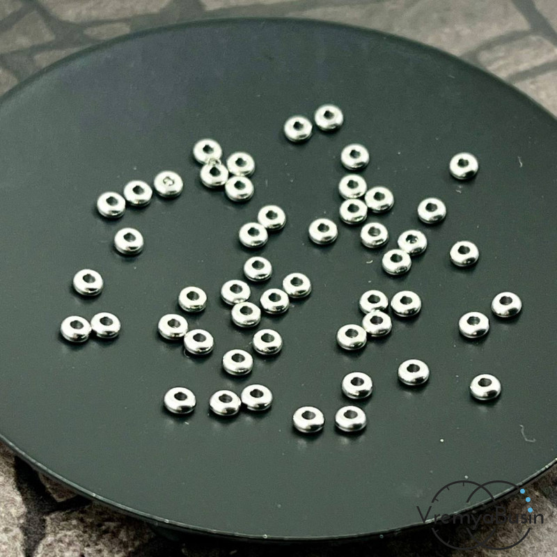 Бусины-разделители из нержавеющей стали,   3х1.2   мм (упак. 10 шт.)