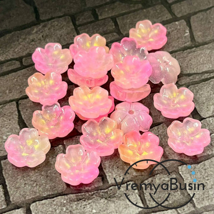 Цветочек, бусина из стекла,   13 мм  (1 шт.)