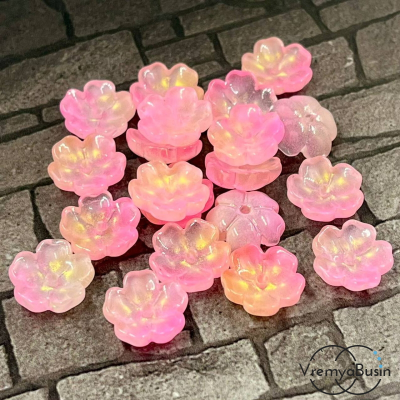 Цветочек, бусина из стекла,   13 мм  (1 шт.)