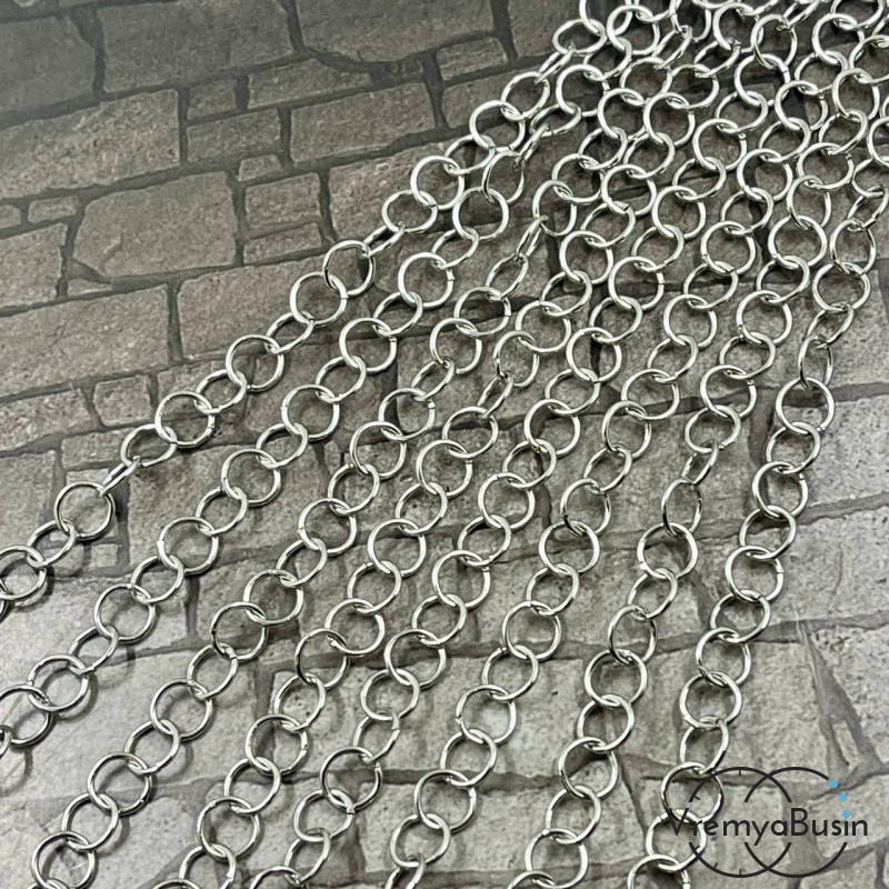Цепочка мелкая из нержавеющей стали, круглое звено  8х1     мм (1 м.)