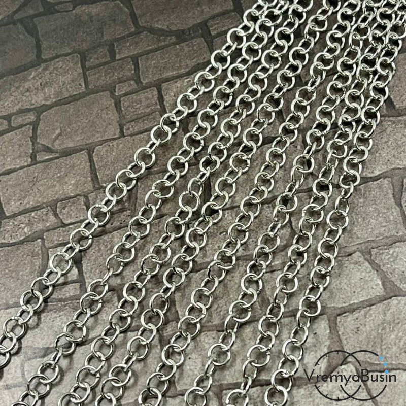 Цепочка мелкая из нержавеющей стали, круглое звено    6х0.8   мм (1 м.)